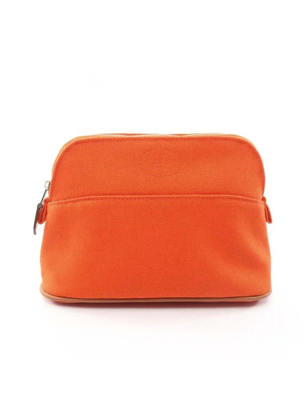 Hermes Pouch Bolide Mini 02 Orange White Canvas Leather Black